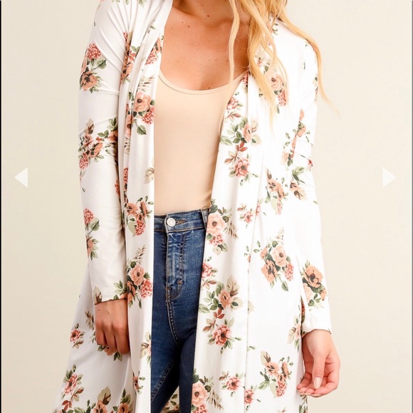 White Floral Cardigan - Picture 3 of 4